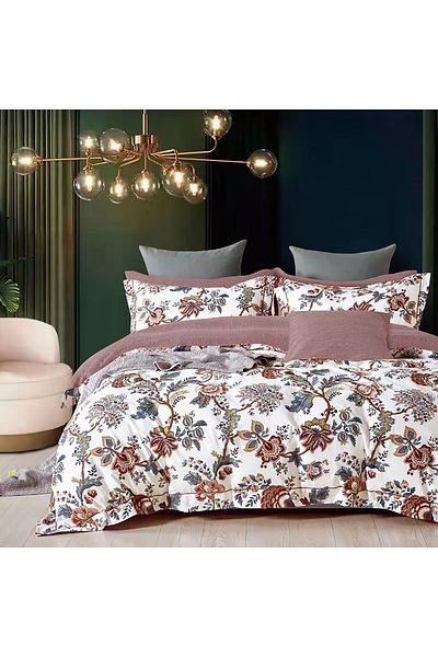 Pucioasa Printed Percale Bed Linen (Prc157) - King Size 6 Pieces With Cover