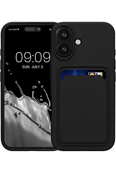 m.tk moveteck iPhone 16 Kılıf Kamera Korumalı Kartlıklı Cüzdanlı Yumuşak Renkli Silikon Kapak içi Kadife