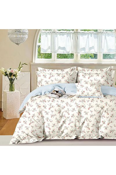 Pucioasa Printed Percale Bed Linen (Prc195) - King Size 6 Pieces With Cover
