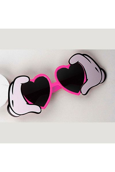 CONAHOME Pink Color Heart Shaped Party Glasses with Hand Figures 21x8 cm