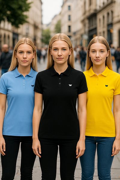 comstar Tricou de bază pentru femei, pachet de 3 piese, cu gât polo, strâns de vară