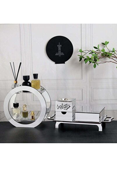 Story of candle مبخرة مع صندوق بخور بعبارة حياكم الله مع صينية تحملهما واستان...