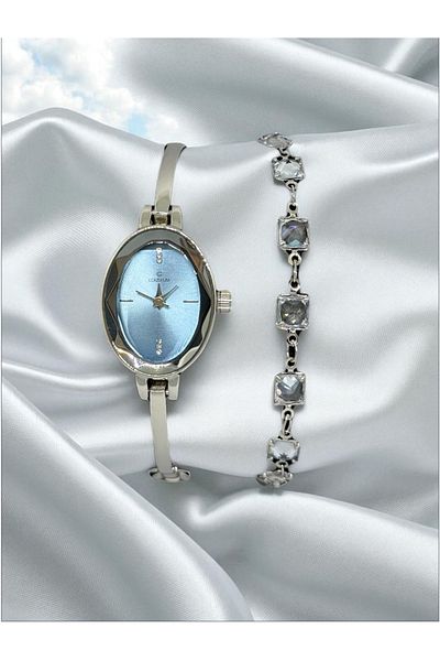 MAC CENTER Silver Color Steel Cord Women Wrist Watch and Women's Bracelet -Pinterest Watch- Watch- Bracelet
