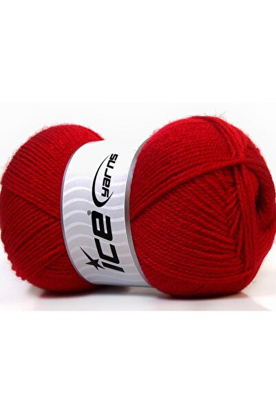 Ice yarns 4x100 جرام. سوبر بيبي بيبي أكريليك شتوي أحمر داكن، بيبي، 100% أكريليك