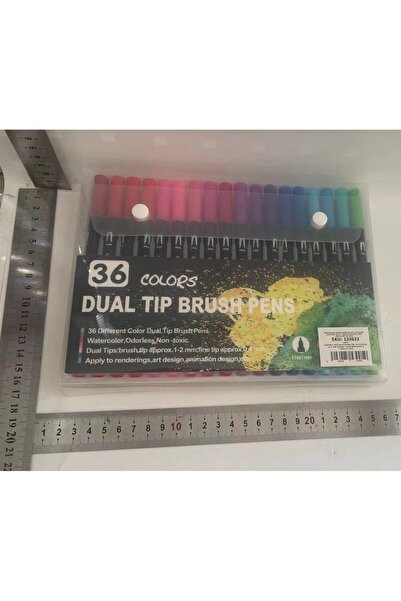Bibilel Kids Bibilel 36-piece Water-Based Dual-Tip Markers, 1-2 mm Brush & 0.4 mm Fine, Black Body, Multicolor