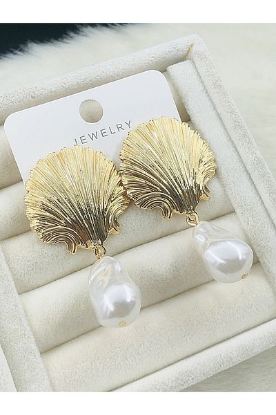 DS DİAMONDSHOP Earring Oyster Pendant Pearl Model New Season Bykp-202507217