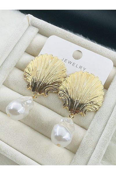 DS DİAMONDSHOP Earring Oyster Pendant Pearl Model New Season Bykp-202507217