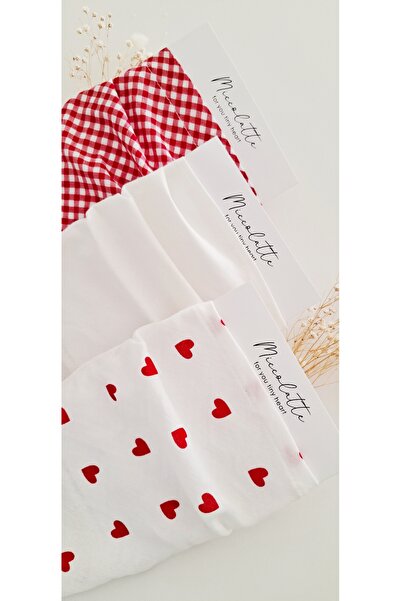 Miccolatte 3-Piece Baby Girl Premium Triangle Bandana Set - Heart Muslin, Vintage Inspired Tieable (0-2 Years)