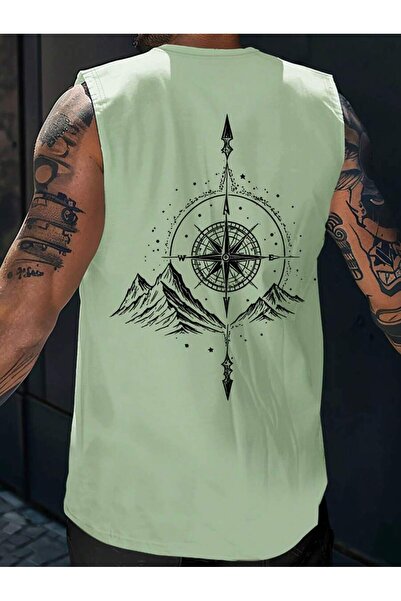 MOONBULL Ανδρικό αμάνικο μπλουζάκι με στάμπα Pusula Mountain Oversize