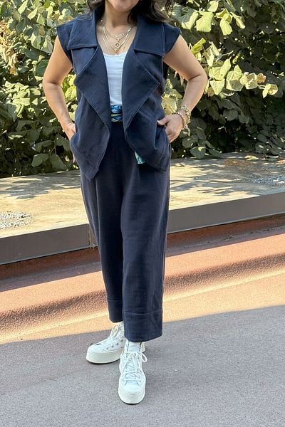 Suzi Women's Linen Suit with Waist Tie Vest Cr4003