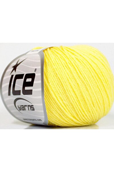 Ice yarns 6×50 جرام. أكريليك بيبي ميرينو، صوف ميرينو أصفر فاتح، شتوي، أطفال، صوف