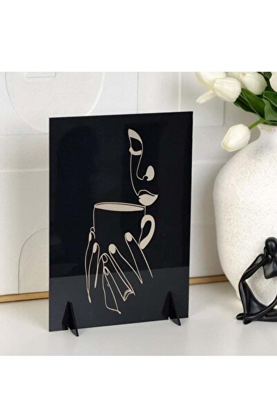 Story of candle لوحة ركن القهوة، استاند ديكور أنيق بتصميم لمحبي القهوة لون أسود