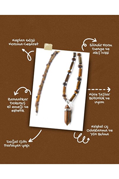 Mina Souvenir قلادة من حجر عين النمر الطبيعي الأصلي - قوة وثقة بالنفس وحجر ال...