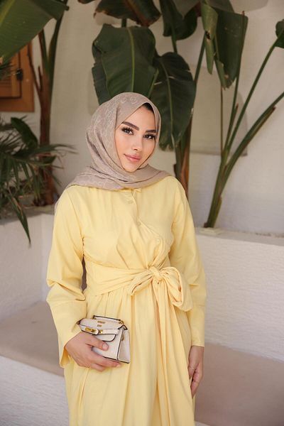 Nergis Neva Butik Front Cross Waist Hijab Dress