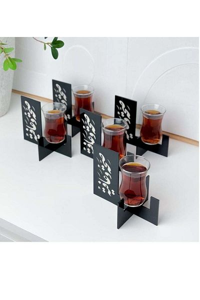 Story of candle Tea Holders With Welcome Message, Set Of 5 | Black