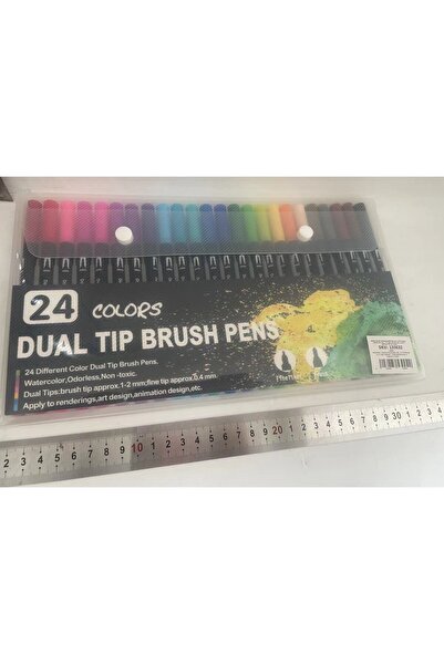 Bibilel Kids Set of 24 Bibilel Water-Based Dual-Tip Markers, 1–2 mm & 0.4 mm, Black Barrel, Multicolor