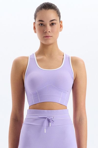 COMEUP Stripe Detailed Piping Sports Bra Amethyst Purple