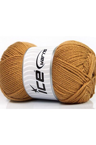 Ice yarns 4x100 جرام. دورة أكريليك بني فاتح شتوي، خيوط مسطحة، 100% أكريليك