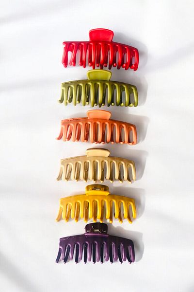 AYMETA 11 cm Large Size Scythe Model Colorful Women's Hair Clip |   Set of 6 – Strong Holding – Matte Surface