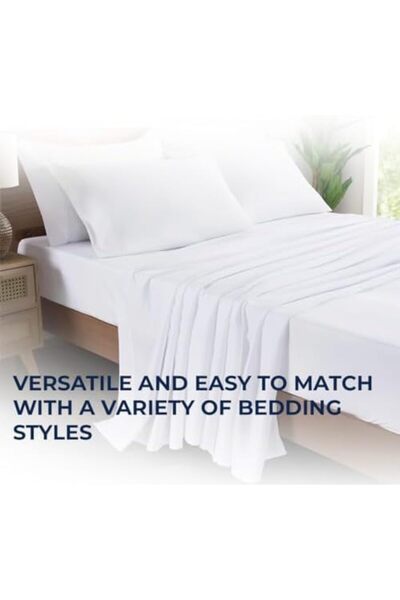 INFINI HOMES White Polyester Flat Bedsheet King 240X260 CM with 2 Pillow Covers 50X75 CM - Premium Q