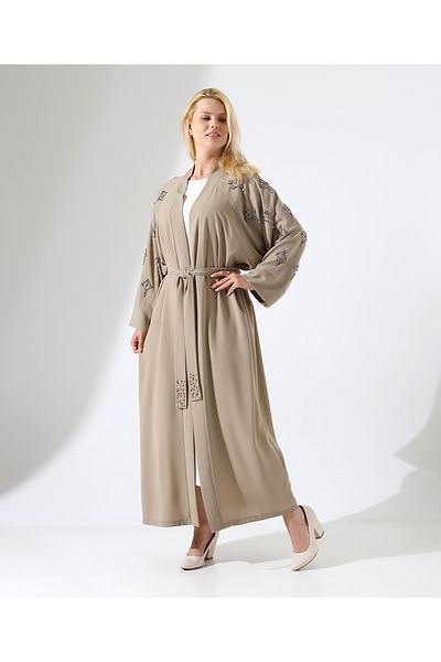 Fi'l Arz Fashion Crepe Stone Embroidery Long Abaya