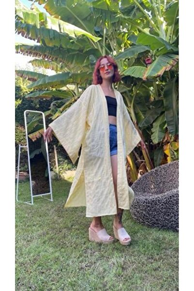 Viskon Kumaşlı Handmade Beachwear Yazlık Kimono Standart Bedenlere (36-44 ARASI) Uygundur