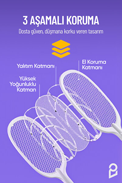 Enkado Şarjlı Elektrikli UV Işıklı Sivrisinek Öldürücü Raket Sinek Kovucu Sineksavar Işıklı Raket Sineklik