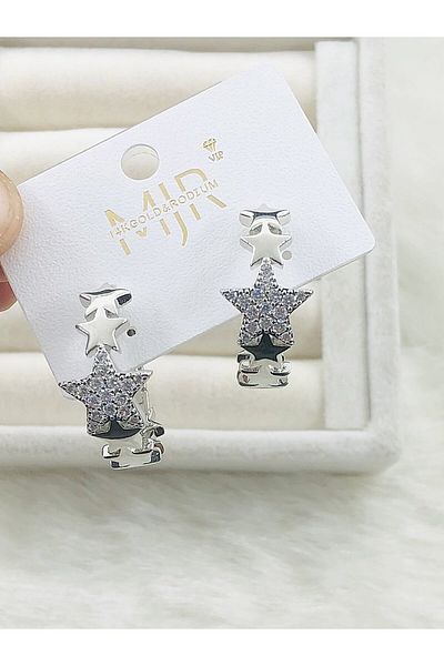 DS DİAMONDSHOP Earring Zircon Stone Star Ring Model New Season Bykp-202507228