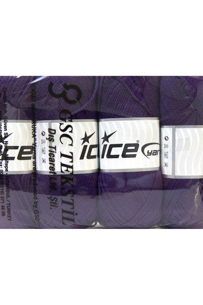 Ice yarns 4X100Gr. Dora Acrylic Dark Purple Winter, Flat Strands, 100% Acrylic