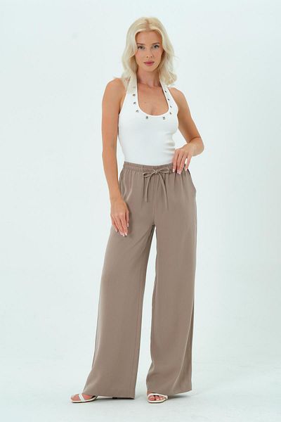 BUSA Women's Clothing Modal Wide Leg Trousers Mink