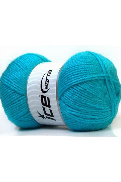 Ice yarns 4x100 جرام. خيوط سوبر بيبي للأطفال من الأكريليك باللون الفيروزي للش...