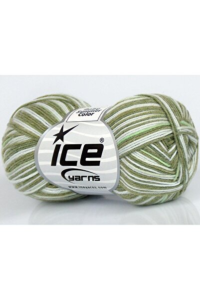 Ice yarns 6×50 جرام. لون صيفي للأطفال: قطن، أكريليك كريمي، درجات خضراء، خيوط ...