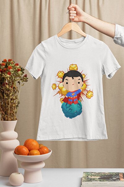 SVART WEAR Tricou Superman cu gât rotund, 100% bumbac, imprimat, cu mânecă sc...