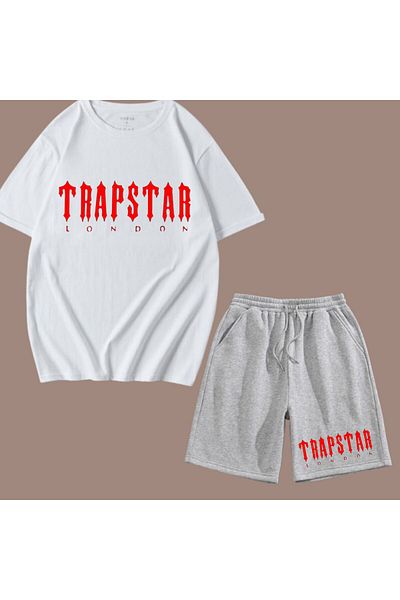Elvino Red Text Printed Women/Men Unisex Shorts Tshirt Set
