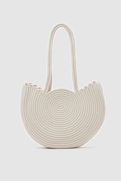 Shule Bags Gusta Straw Shoulder Bag Medium Cream