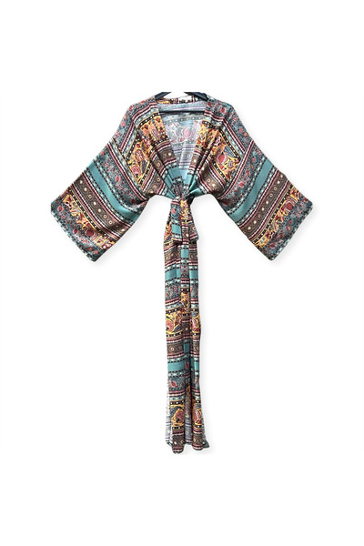 LİLA MARE Viskon Kumaşlı Handmade Beachwear Yazlık Kimono Standart Bedenlere ...