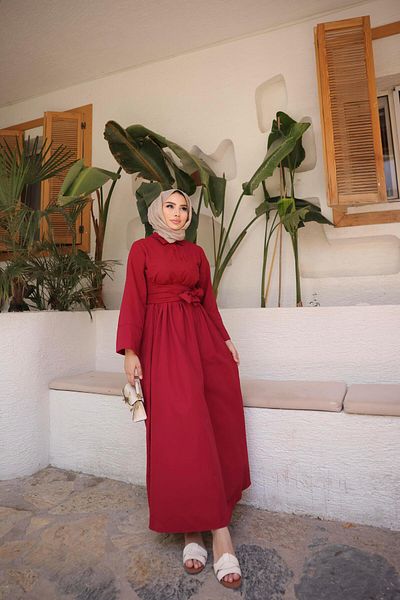 Nergis Neva Butik Front Cross Waist Hijab Dress