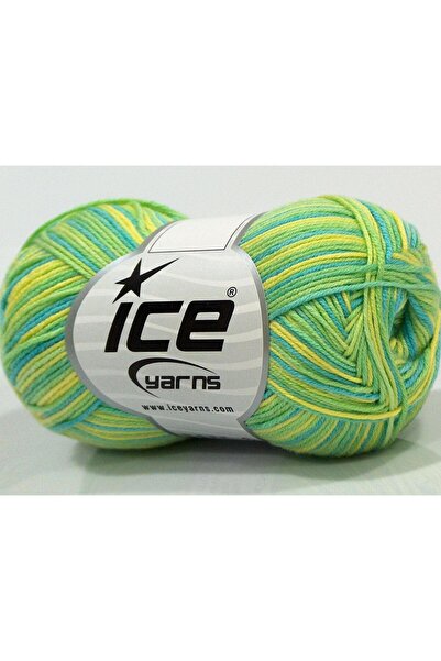 Ice yarns 6×50 جرام. خيوط صيفية للأطفال، قطن، أكريليك، ألوان الفيروز، درجات ا...