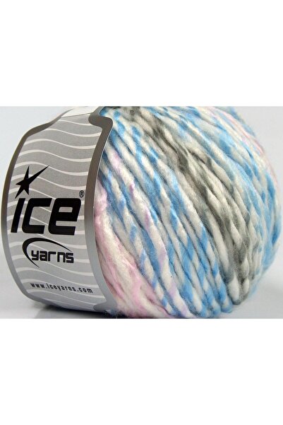 Ice yarns 8x50 جرام. خيوط صوف BABY TWIST، ألوان وردي أكريليك، أزرق، أبيض، رما...
