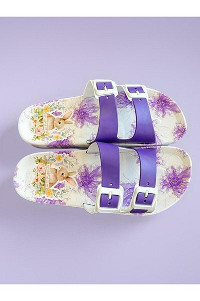 GEZER Papuci de iepure cu flori liliac