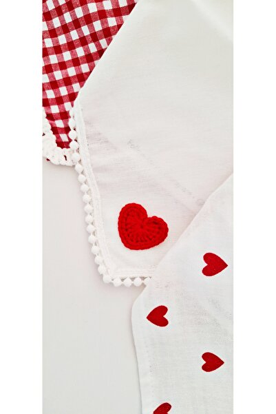 Miccolatte 3-Piece Baby Girl Premium Triangle Bandana Set - Heart Muslin, Vintage Inspired Tieable (0-2 Years)