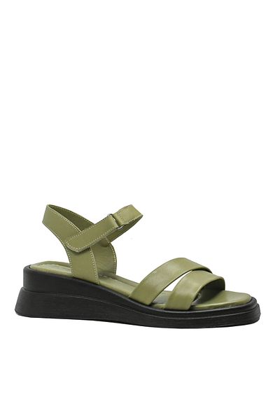 Anna Sandale casual pentru femei Viotti verzi, din piele, cu barete duble GOR 242