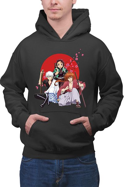 OEM Men's hoodie Rurouni Kenshin Samurai Sakura Trio Harakiri