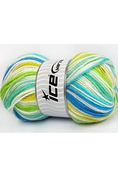 Ice yarns مجموعة من 4 × 100 جرام من خيوط الجليد، خيوط غامبول، أزرق فيروزي، أخ...