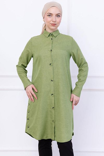 hafsamina Button Detailed Tunic Çağla Hm2737