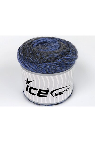 Ice yarns 2 × 150 جرام. كعكة كامارو أكريليك، صوف رمادي فاتح، أزرق داكن للشتاء...