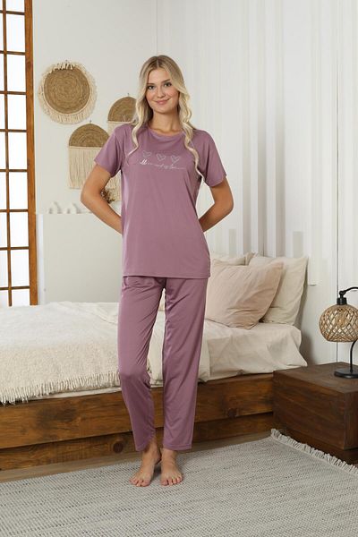 Mutlu City Σετ γυναικείες πιτζάμες Milan Fabric Heart Pattern 3221