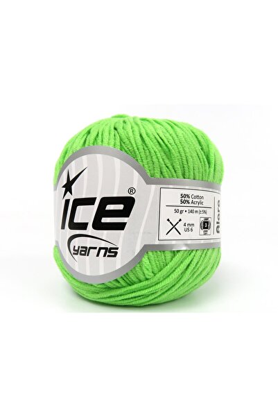 Ice yarns 8x50 جرام. خيوط قطنية من ألارا، خيوط صيفية أكريليك بلون أخضر نيون، قطن