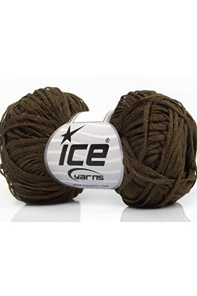 Ice yarns 8x50 جرام. خيوط فيولينو أكريليك بلون كاكي داكن، خيوط صيفية، 100% أك...