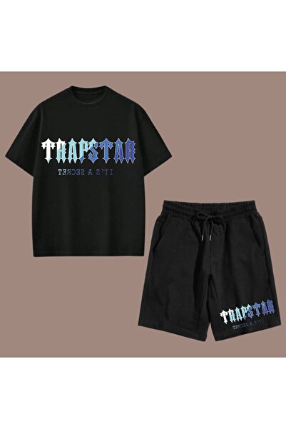 Elvino Set de tricou unisex pentru femei/bărbați cu imprimeu text albastru